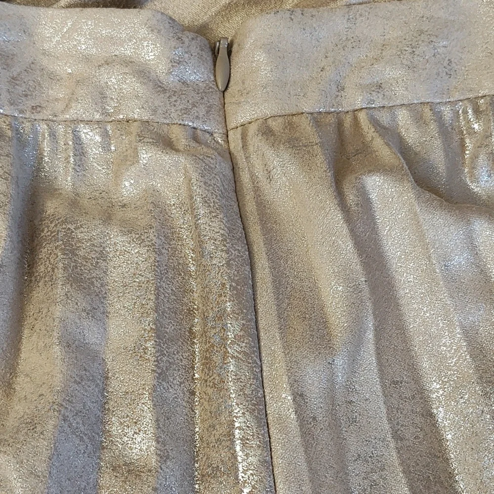 Maeve Shiny Gold Pleated Midi Skirt - Picture 9 of 11